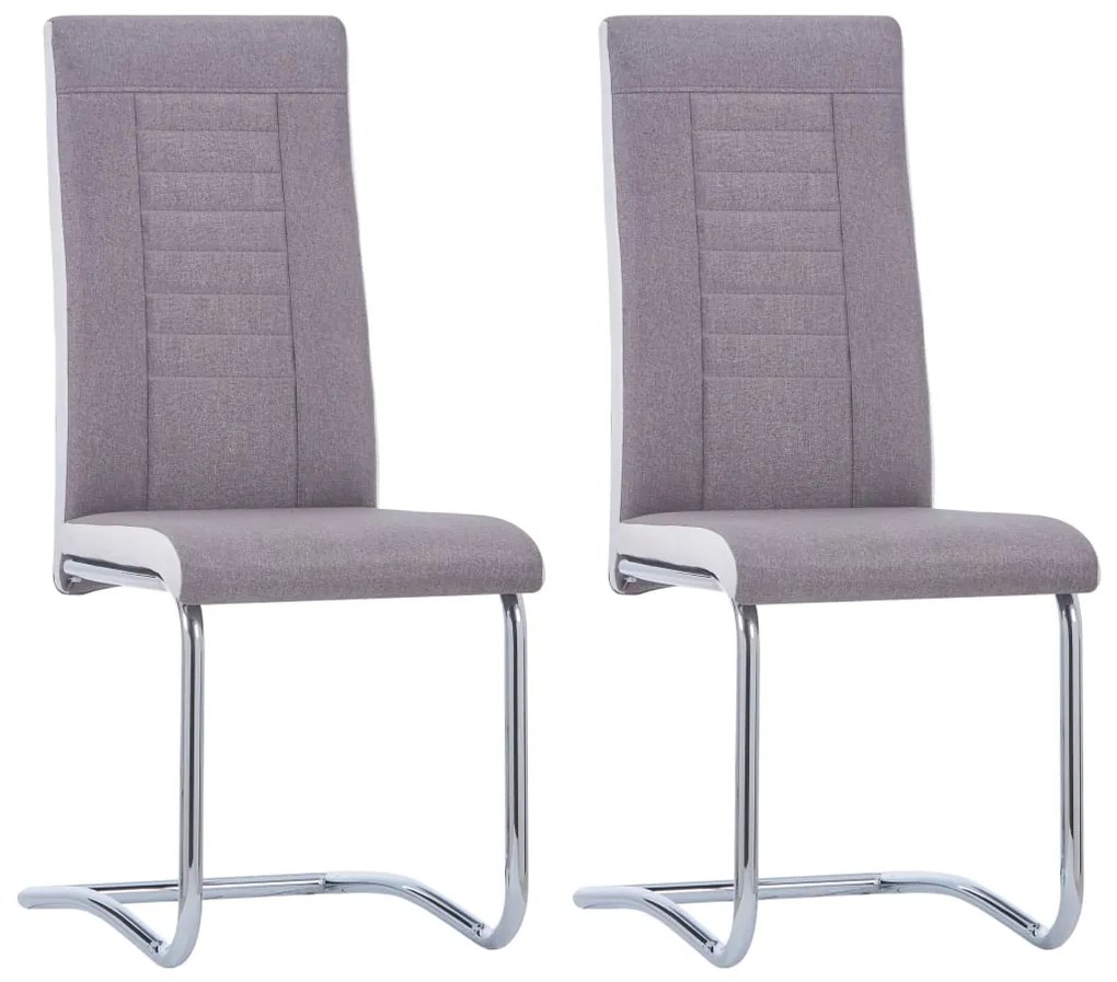 Cadeiras de jantar cantilever 2 pcs tecido cinzento-acastanhado