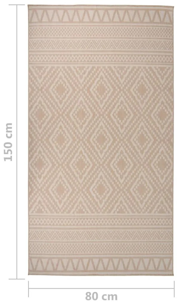Tapete de tecido plano para exterior 80x150 cm riscas castanhas