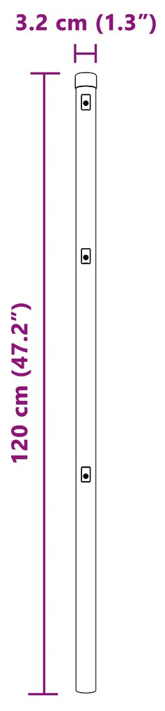 Postes de Cerca vidaXL 26 pcs Ø32 mm 120 cm Aço Galvanizado