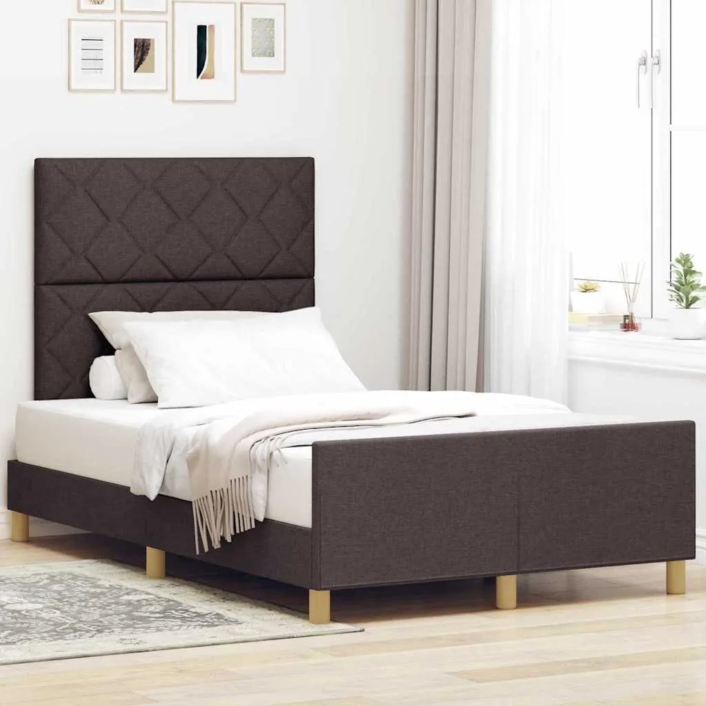 Cama vidaXL Castanho 120x200 cm Tecido