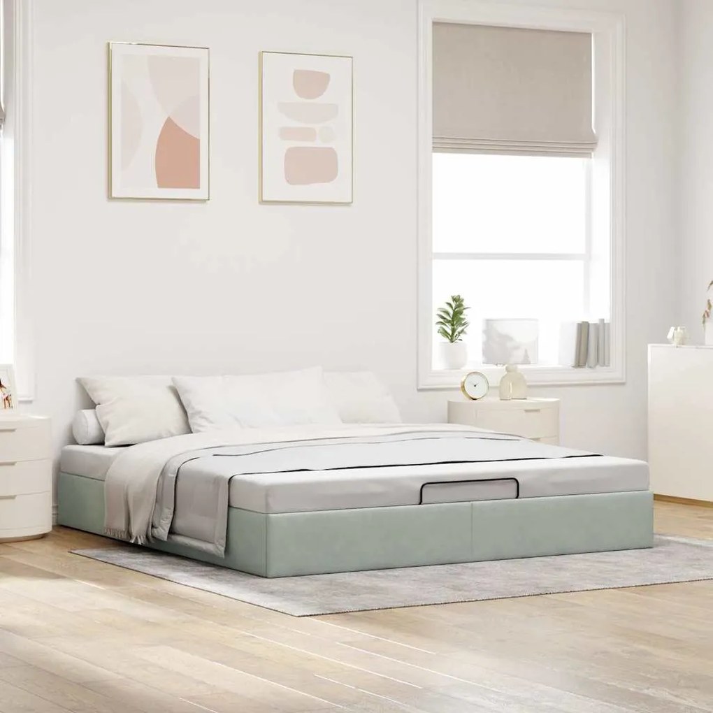 Estrutura de cama otomana sem colchão 180x200 cm cinzento claro