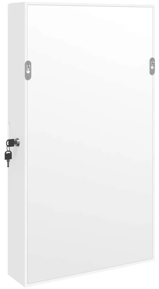 Móvel para joias de parede espelhado 37,5x10x67 cm branco