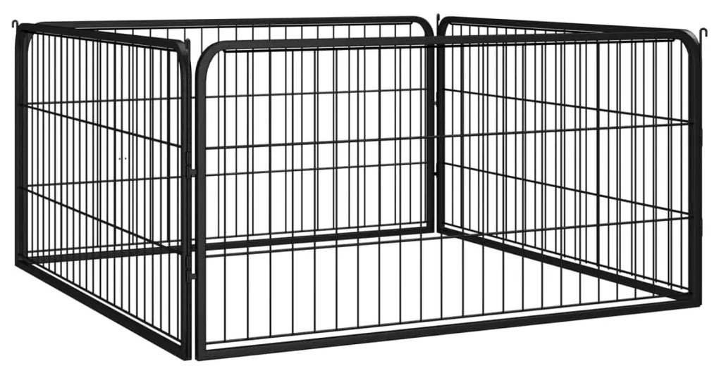 vidaXL Canil com 4 painéis 100x50 cm aço revestido a pó preto