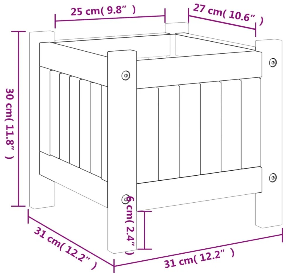 Vaso/floreira de jardim com forro 31x31x30 cm acácia maciça