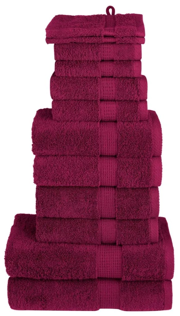 12 pcs Conjunto de toalhas premium SOLUND 600 gsm bordô
