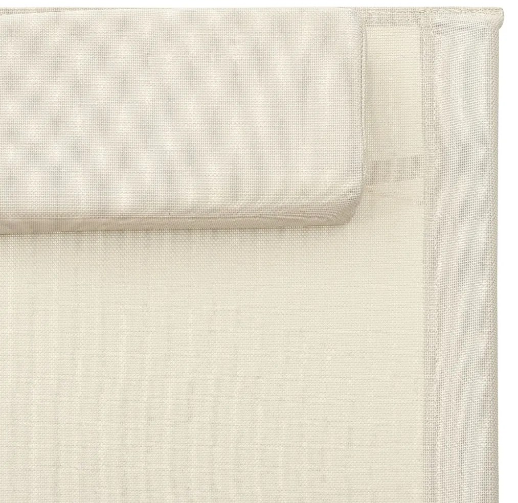 Espreguiçadeira textilene cor creme e cinzento