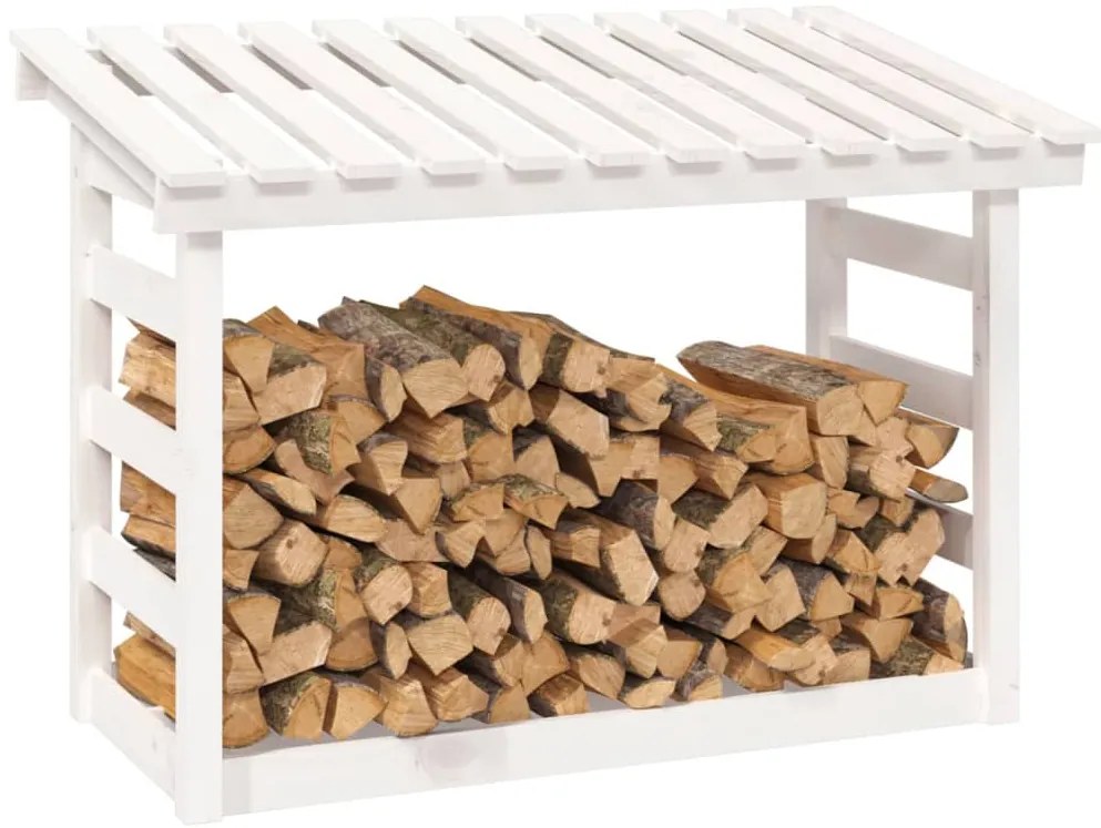 Suporte para lenha 108x64,5x78 cm pinho maciço branco