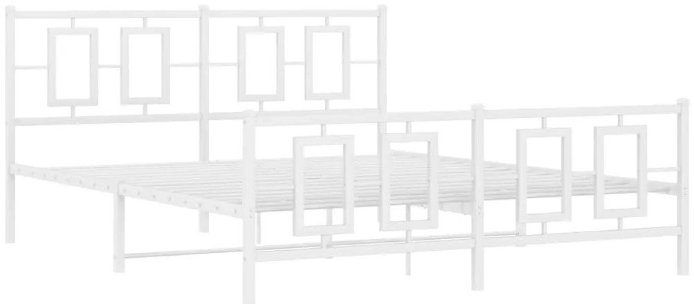 Estrutura de cama com cabeceira e pés 150x200 cm metal branco