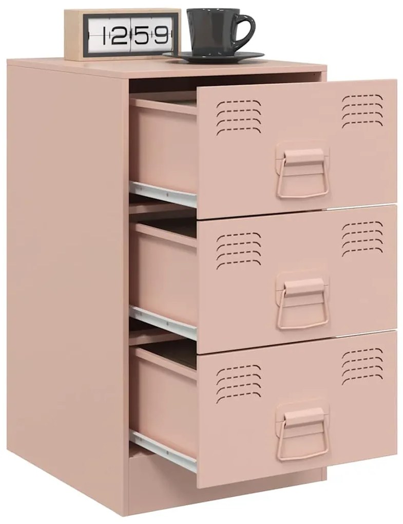 Mesas de cabeceira 2 pcs 34,5x39x62 cm aço rosa