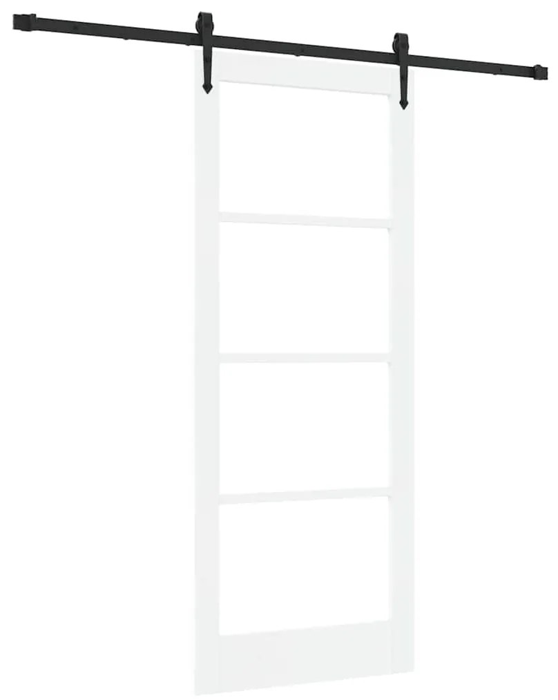 Porta Deslizante com Conjunto de Hardware Branca 83x202 cm Madeira Sól
