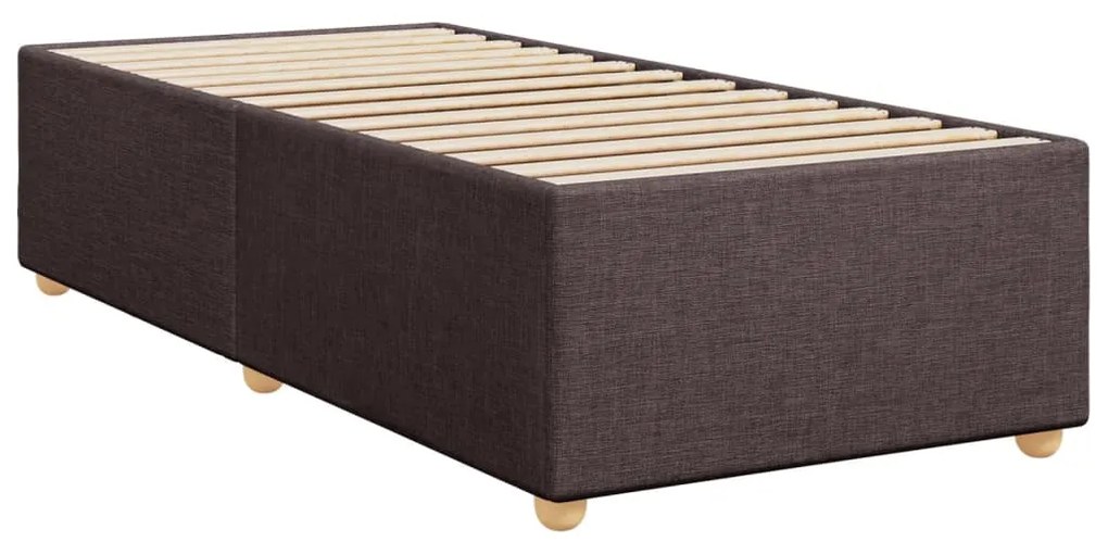 Estrutura de cama sem colchão 90x190 cm tecido castanho-escuro