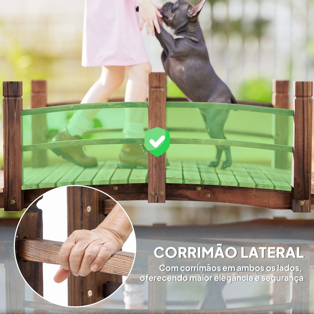 Ponte de Jardim de Madeira com Corrimão Ponte para Lago 181 kg Ponte D