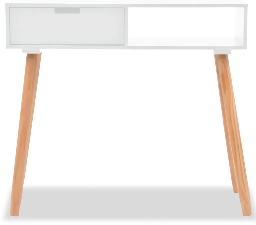 Mesa consola de pinho maciço 80x30x72 cm branco