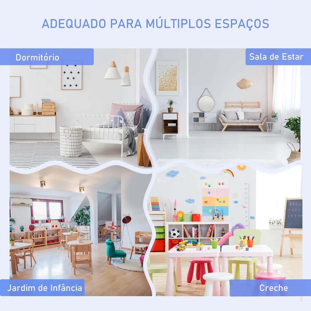 HOMCOM Conjunto Infantil de Mesa 2 Cadeiras e Banco com Armazenamento