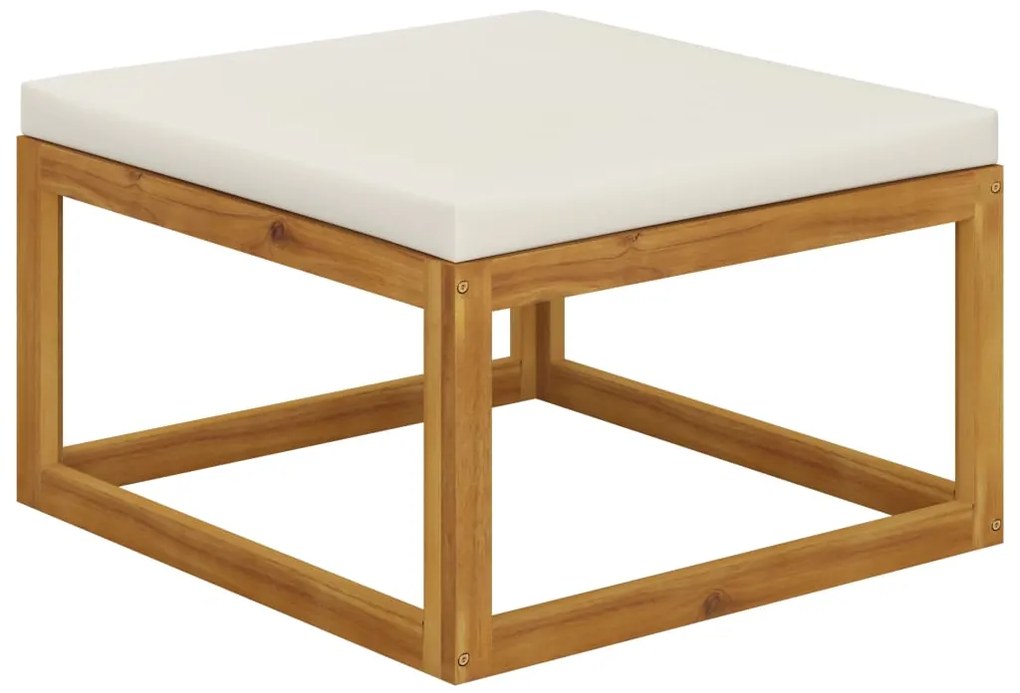 9 pcs conjunto lounge jardim c/ almofadões acácia maciça creme