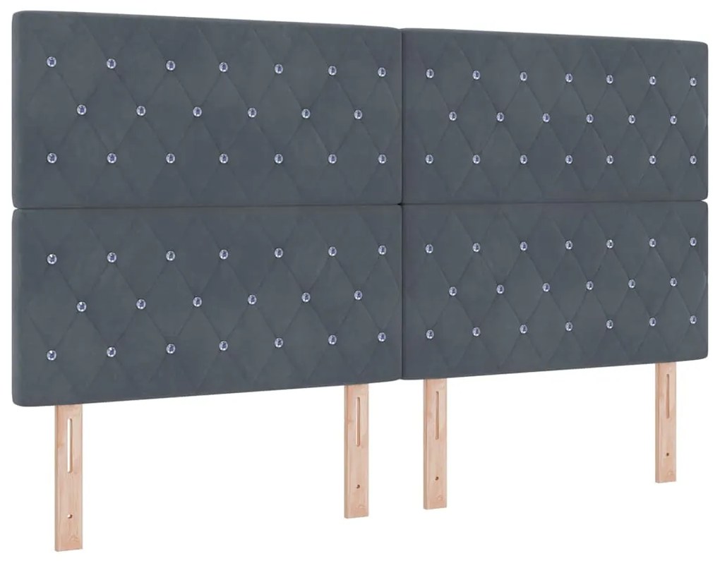 Cama Box com Colchão &amp; LED VidaXL Cinza Escuro 180x200 cm Veludo