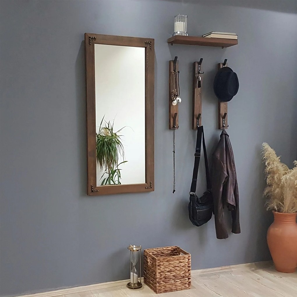 Hall Stand V109 – Walnut – Prateleira: 50x15 cm, Espelho: 50x110 cm, G