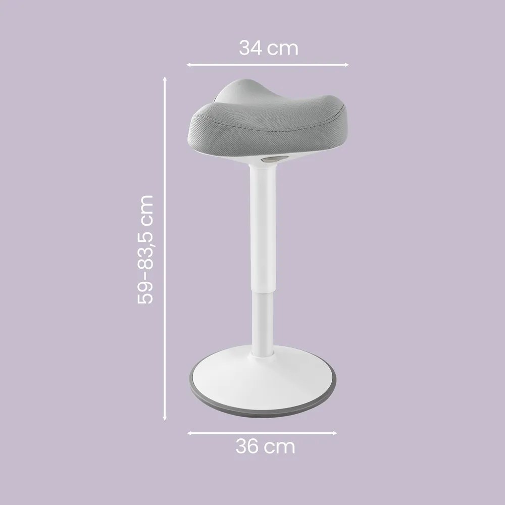 Banco escritorio 34 x 34 x (59-83,5) cm inclinável em 360° cinzento
