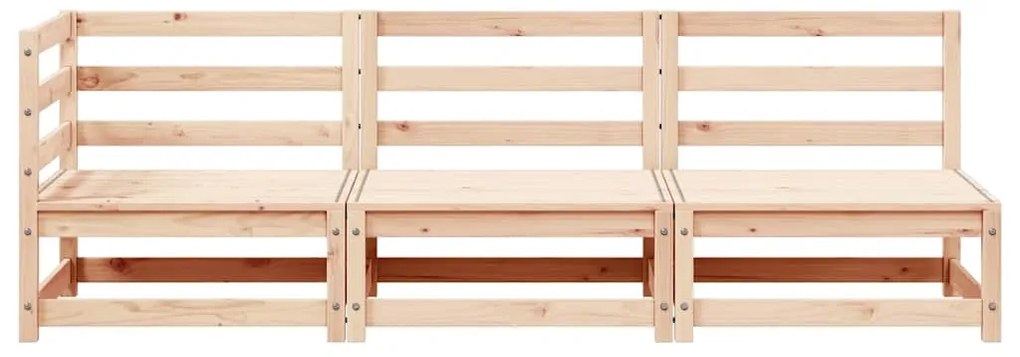 3 pcs conjunto lounge de jardim pinho maciço