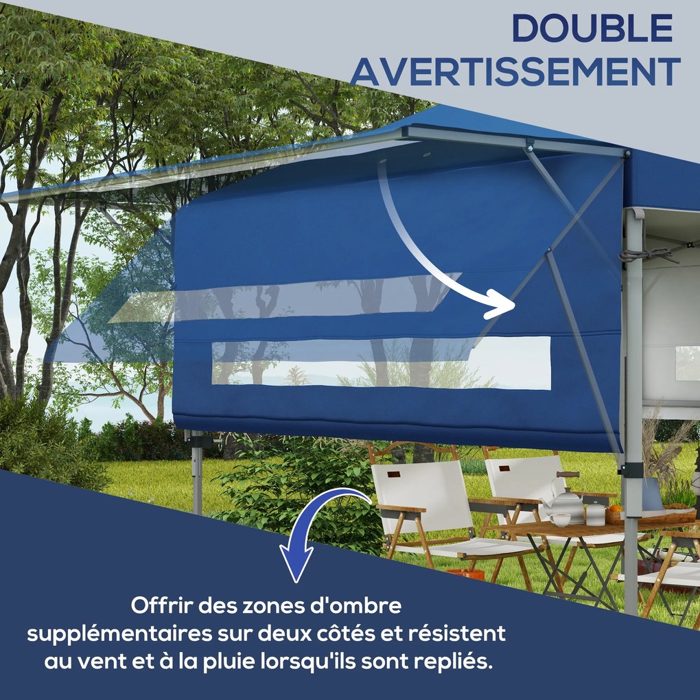 Tenda pop-up dobrável para jardim, 5 x 3 m, em tecido Oxford com 2 paredes ajustáveis, incluindo saco de transporte com Rodas azul