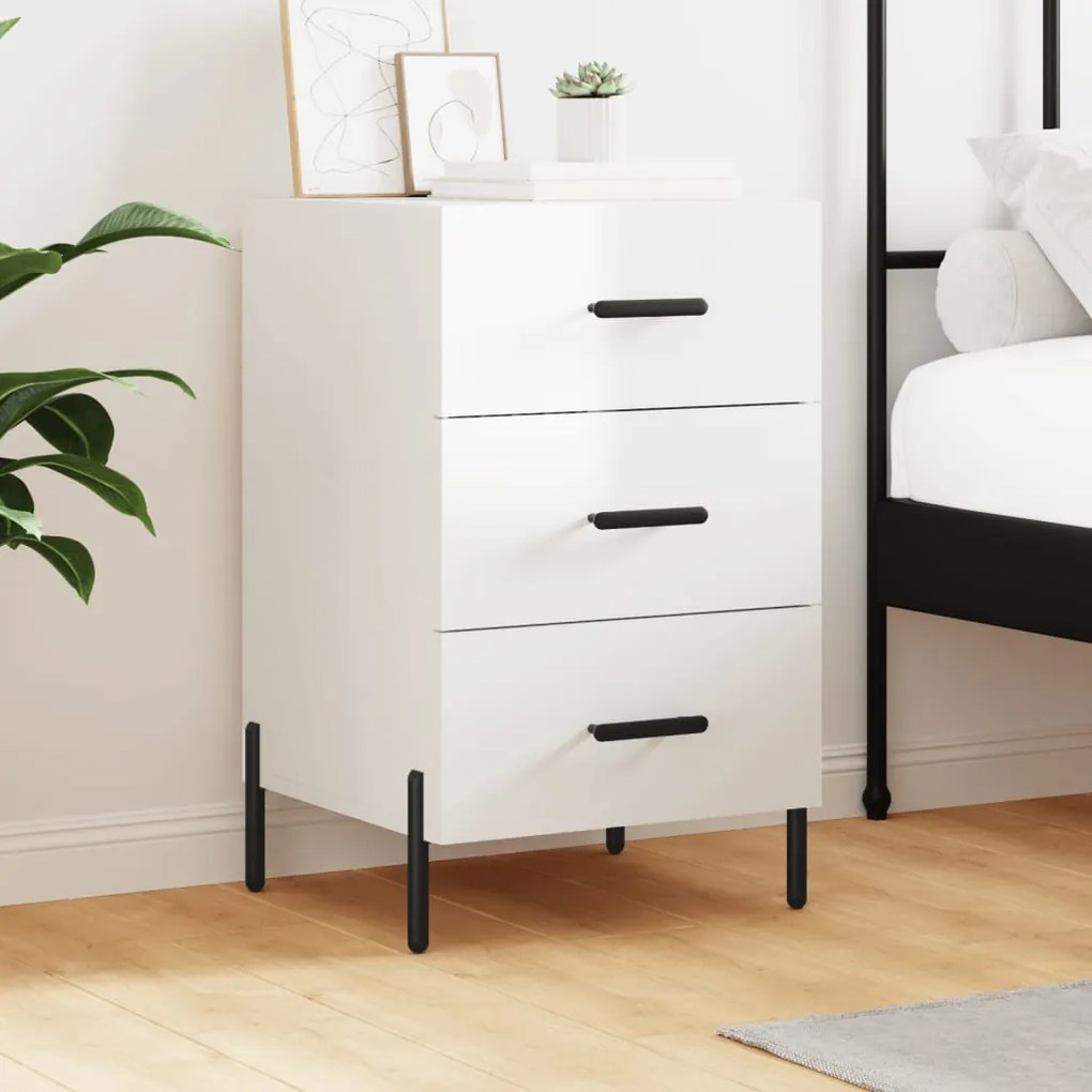 vidaXL Mesa de cabeceira 40x40x66cm derivados madeira branco brilhante