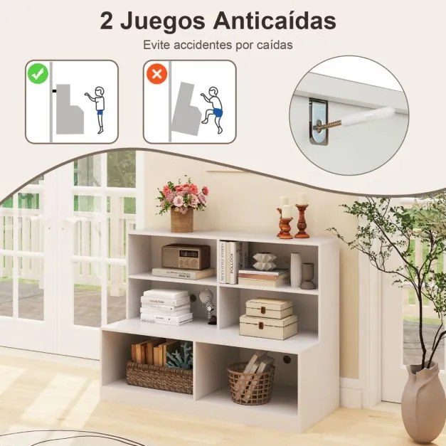 Combinação de banco e sapateira 2 em 1 com 6 cubos abertos antiderrapantes 120 x 50 x 90 cm Branco