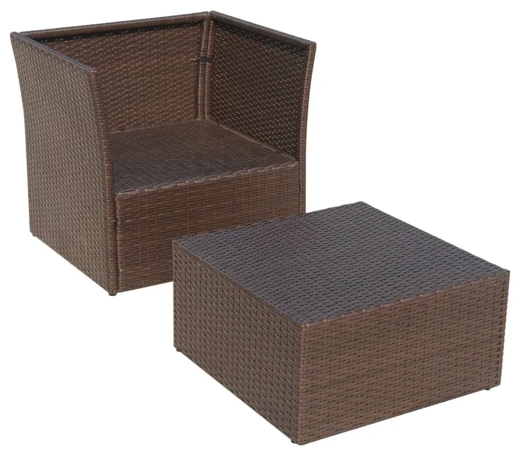 Cadeira de jardim com banco vime castanho