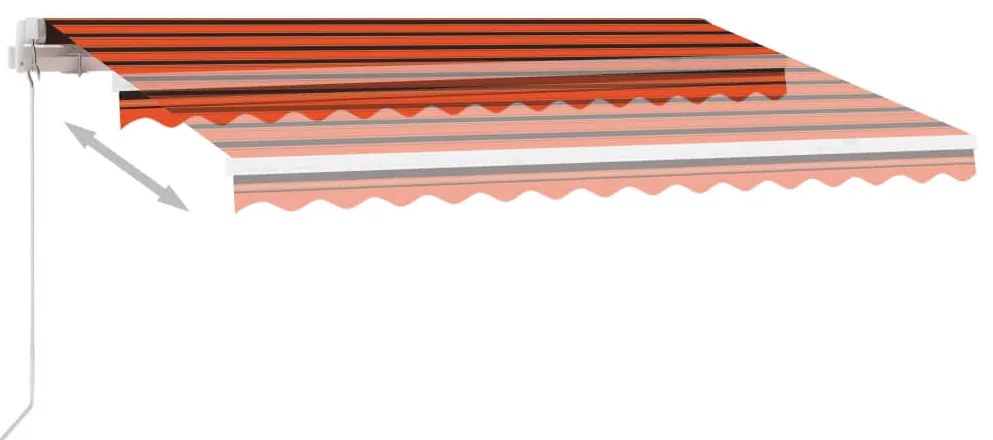 Toldo retrátil manual com LED 350x250 cm laranja e castanho