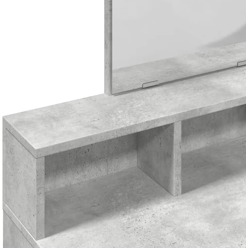 Toucador com espelho 80x41x144,5 cm cinzento cimento