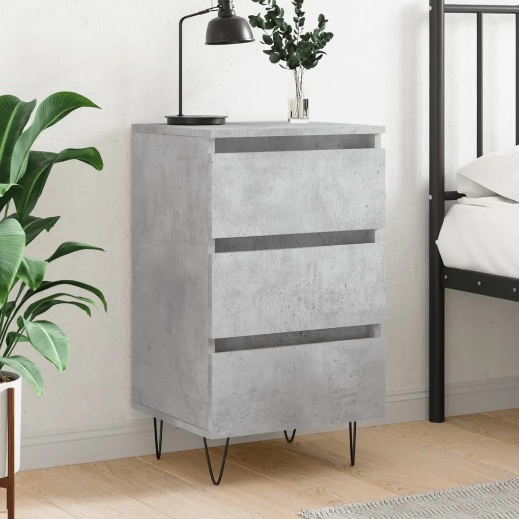 vidaXL Mesa de cabeceira 40x35x69 cm derivados madeira cinza cimento