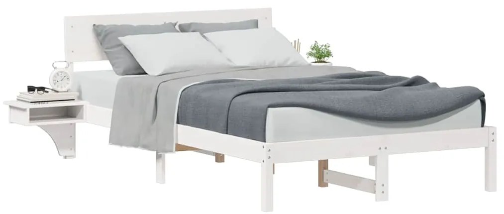 Estrutura de cama com mesas de cabeceira Branco 120 x 190 cm