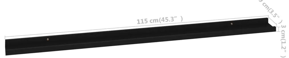 Prateleiras de parede 4 pcs 115x9x3 cm preto