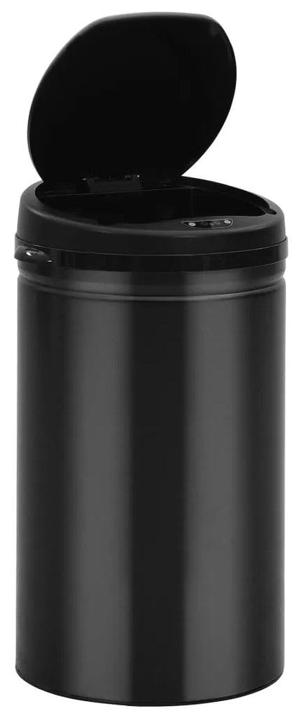 Caixote do lixo com sensor automático 40 L aço carbono preto