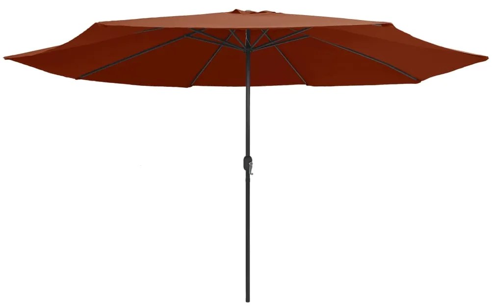 Guarda-sol de jardim com poste de metal 390 cm terracota