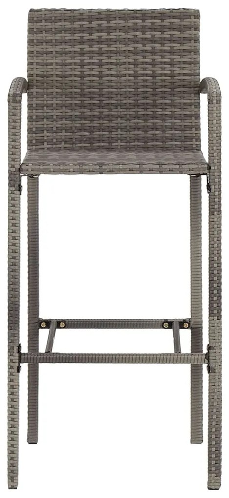3 pcs conjunto de bar p/ jardim acácia maciça/vime PE cinzento