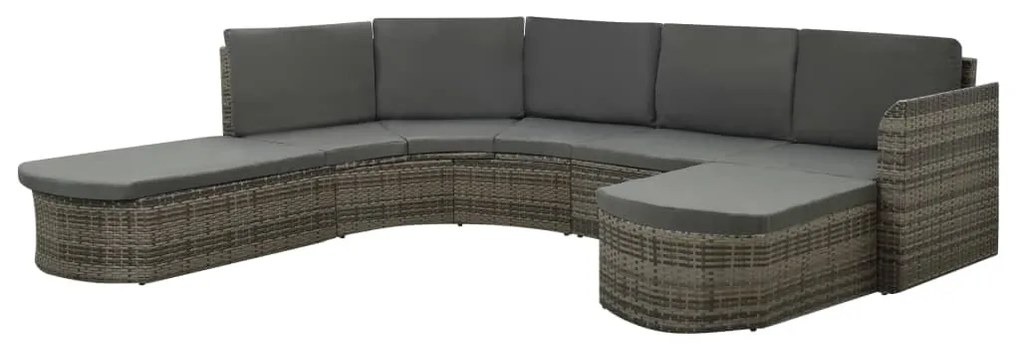 vidaXL 4 pcs conjunto lounge de jardim c/ almofadões vime PE cinzento