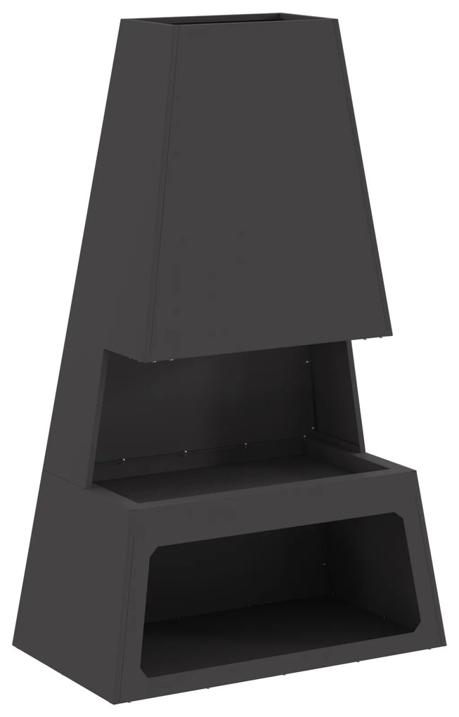 Fogueira vidaXL com armazenamento de lenha Preto 60x35x100 cm Aço