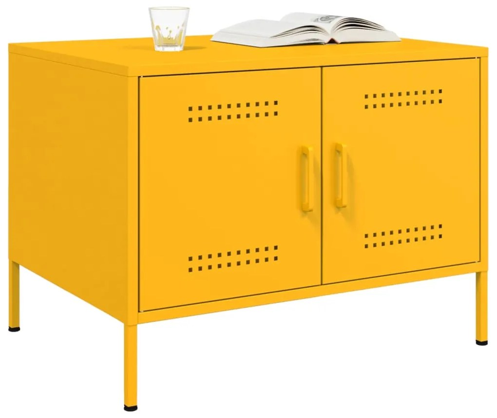 Mesa de centro 68x50x50,5 cm aço amarelo mostarda