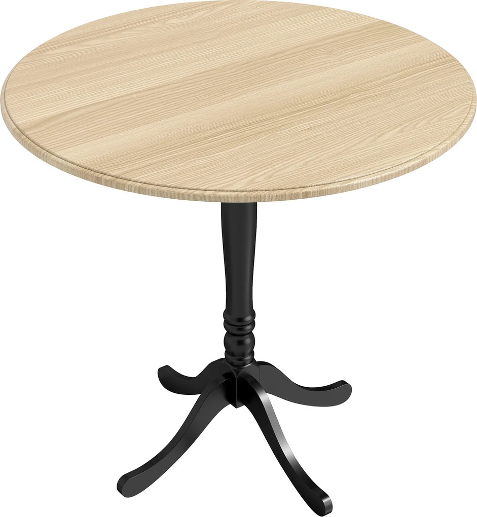 HOMCOM Mesa de jantar redonda para 4 pessoas Ø 80 cm, mesa de cozinha, piéte­mento em aço, estilo moderno, madeira natural e preto | Aosom Portugal