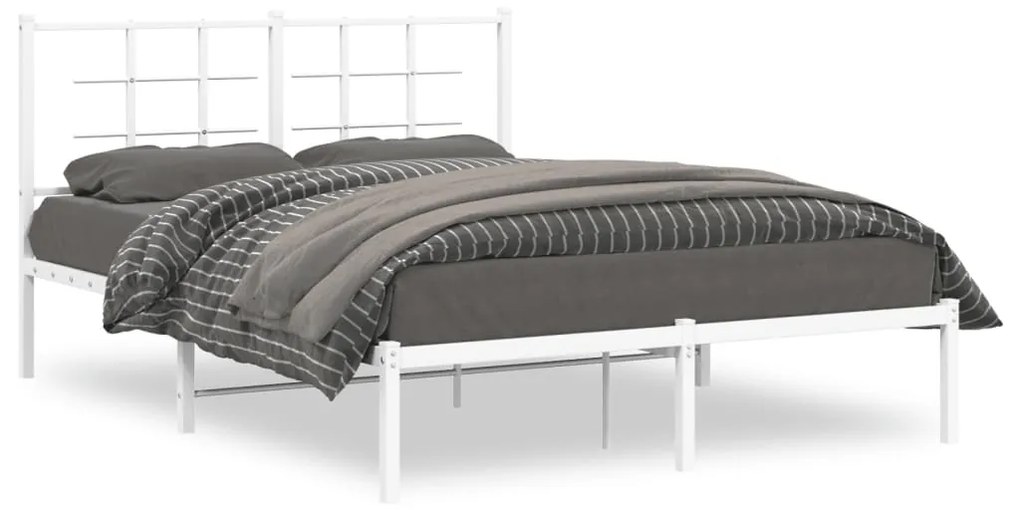 Estrutura de cama com cabeceira 140x190 cm metal branco