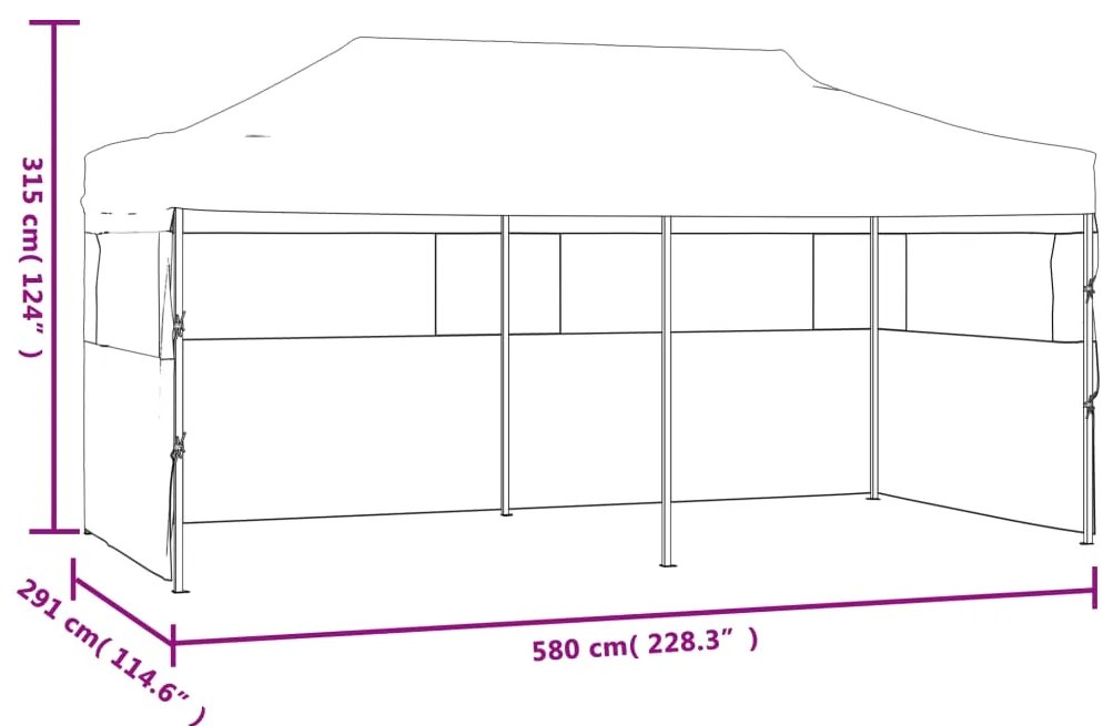 Tenda festa pop-up dobrável c/ paredes laterais 3x6m aço branco