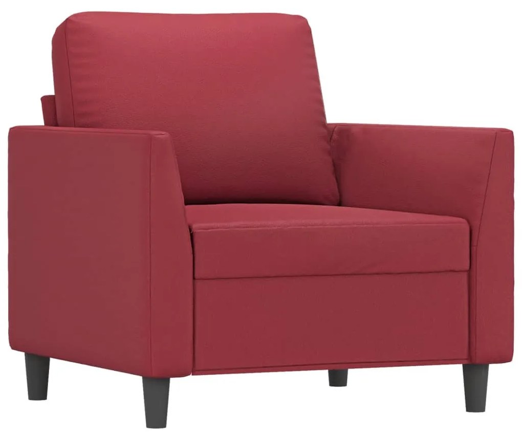 4 pcs conjunto sofás c/ almofadões couro artif. vermelho tinto
