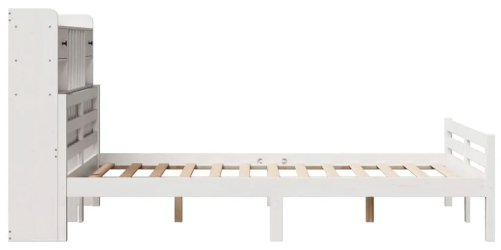 Cama com estante sem colchão 135x190 cm pinho maciço branco