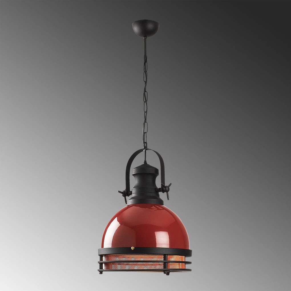 Candeeiro de Teto Saglam – Vermelho/Preto – Diâmetro 32 cm, Altura 144