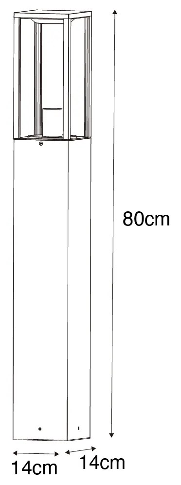 Candeeiro de pé exterior preto com vidro canelado 80 cm IP44 - Charlois Moderno