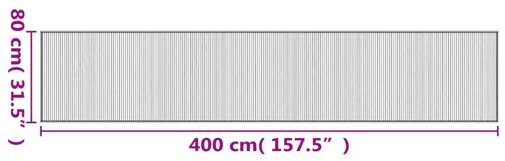 Tapete retangular 80x400 cm bambu castanho
