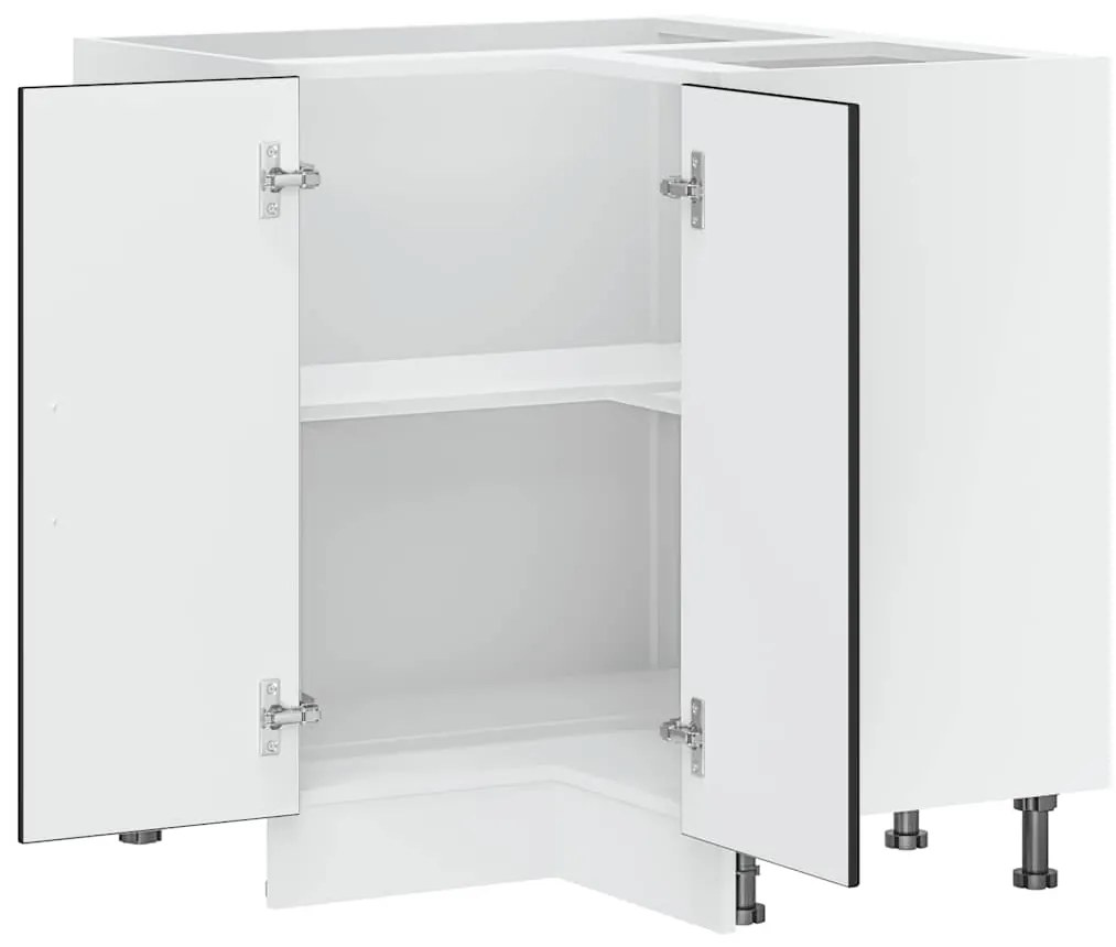 Armário baixo canto cozinha Kalmar madeira artificial preta