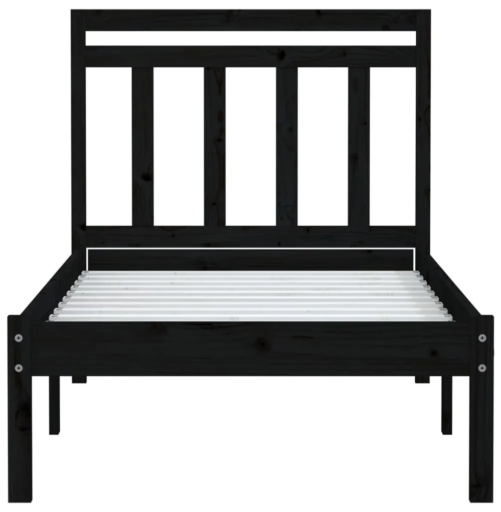 Estrutura cama pequena solteiro 75x190 cm madeira maciça preto