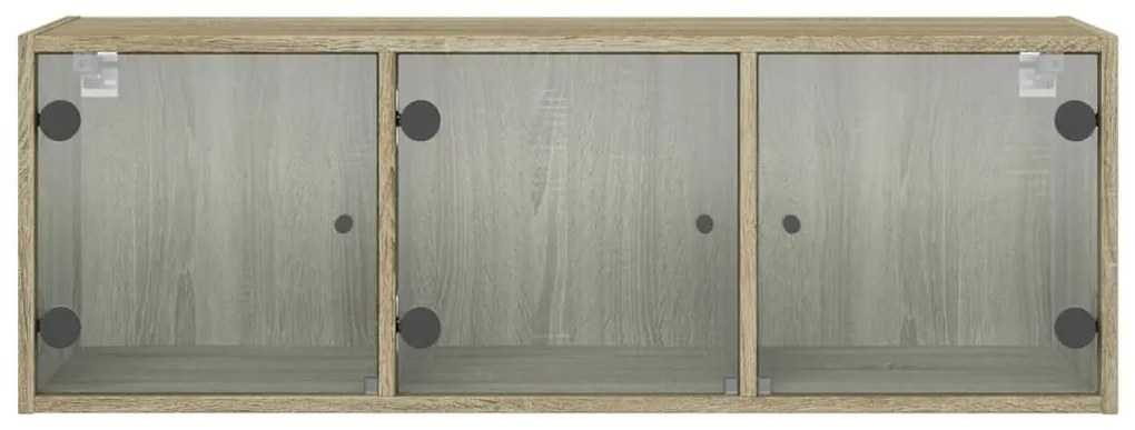 Armário de parede c/ portas vidro 102x37x35 cm carvalho sonoma