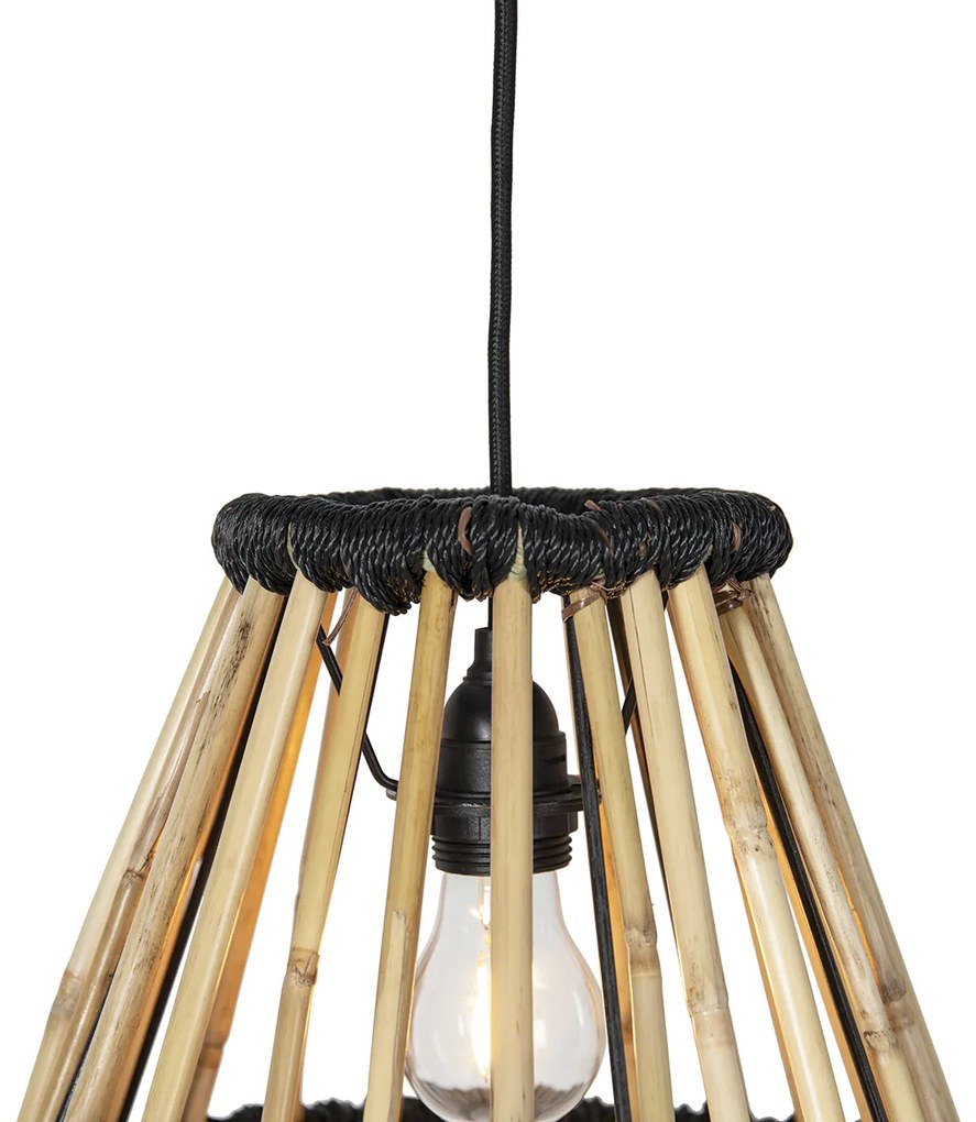 Candeeiro oriental de bambu com preto 32 cm - Evalin Oriental